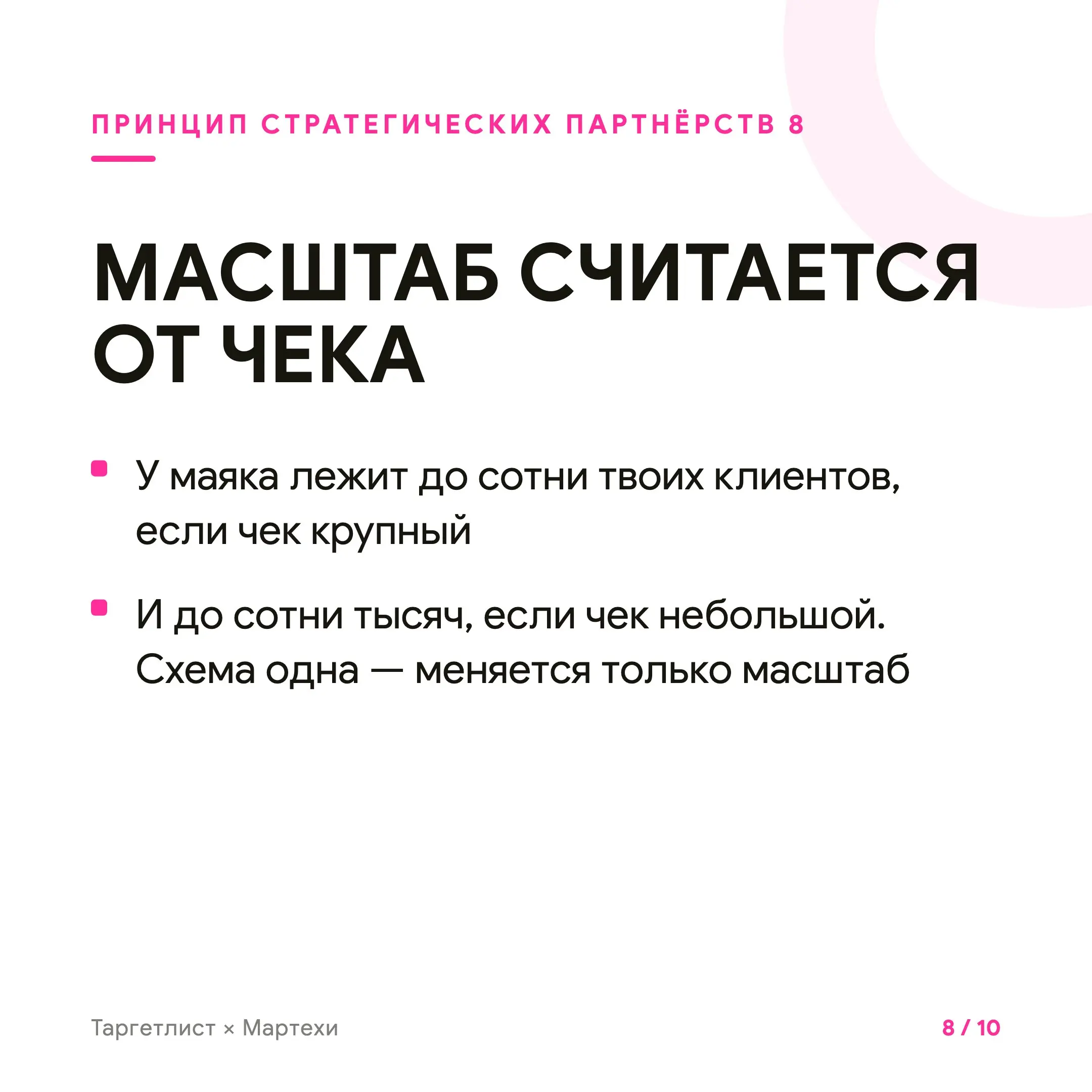 Кратный рост через стратегические партнёрства
Стратегическое партнёрство — это когда рост даёт не канал, а человек. Маяк — тот, у кого твои клиенты уже собраны и верят ему | Сетка — социальная сеть от hh.ru