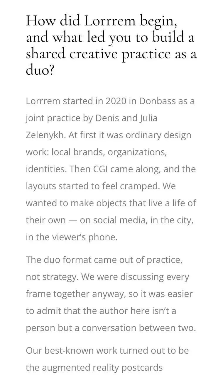 С Юлей дали интервью Visual Art Journal. ☺️
Интервью по ссылке: https://visualartjournal.com/2026/08/10/lorrrem-denis-julia-zelenykh/ | Сетка — социальная сеть от hh.ru