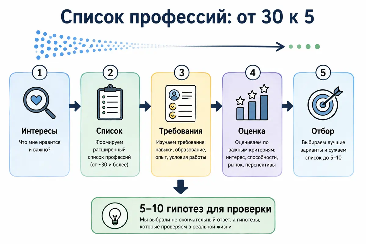 Как составить список профессий для пробы | Сетка — социальная сеть от hh.ru