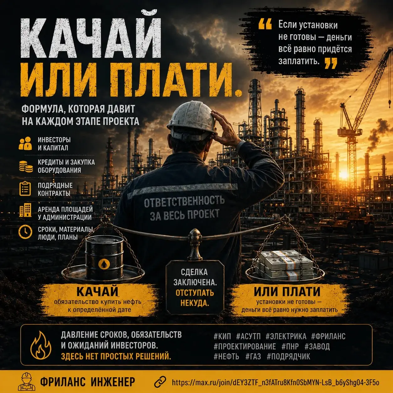 Качай или плати.
Встречали такую формулу? А она есть!
Не знаю как сегодня, но в «жирные» времена эта формула была распространена у нефтетранспортирующих предприятий | Сетка — социальная сеть от hh.ru