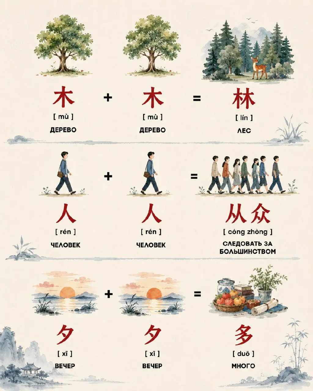 🎎 Китайский язык становится гораздо проще и интереснее, когда начинаешь понимать логику иероглифов!
Вот простой и красивый пример: Иероглиф 月 (yuè) переводится как «луна» | Сетка — социальная сеть от hh.ru