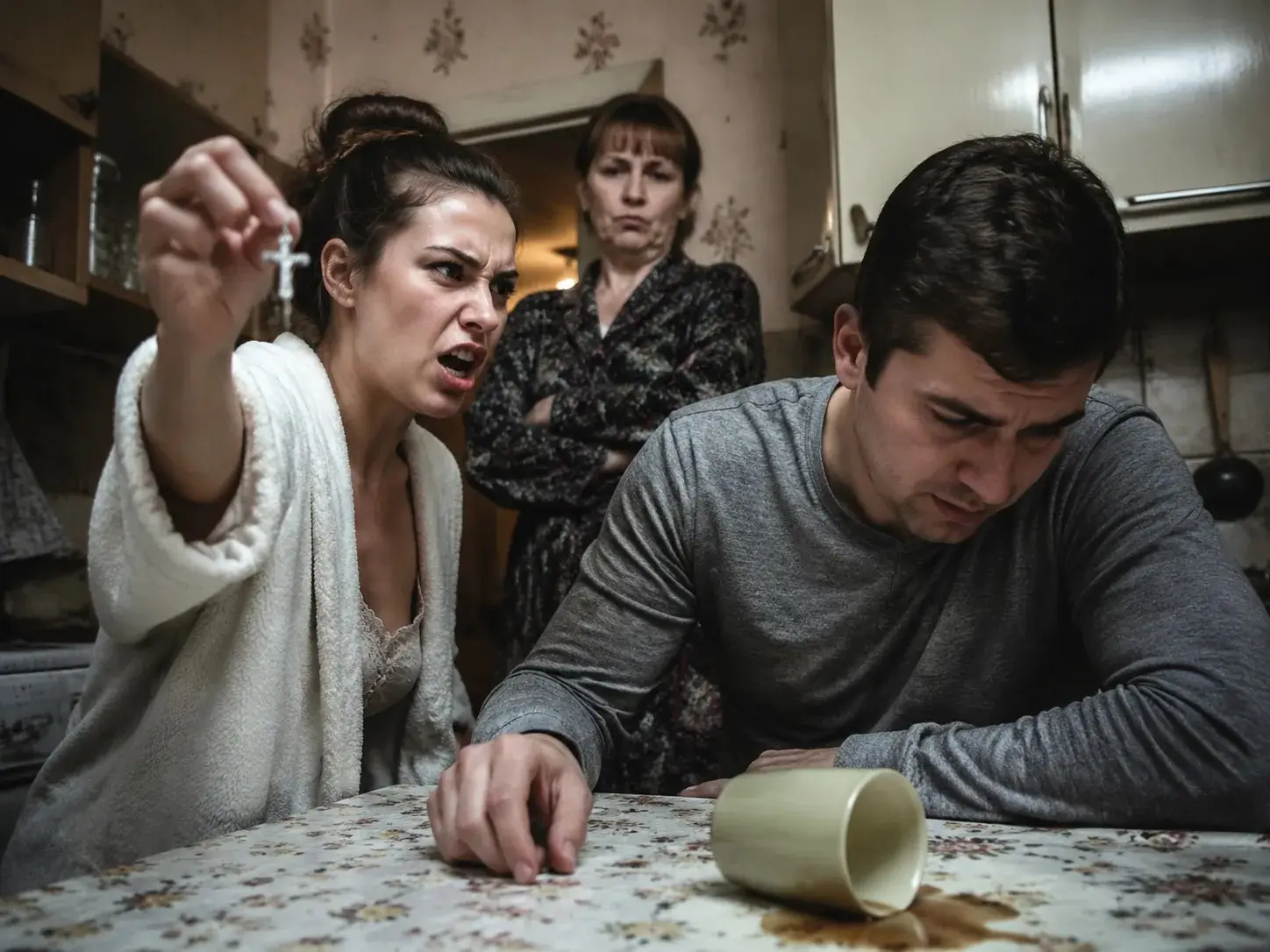 — Мы крестили ребенка, пока ты была в роддоме, — заявила свекровь. Я молча указала ей на дверь
— Это что такое? — Я держала на вытянутой руке потемневшую серебряную цепочку с крестиком | Сетка — социальная сеть от hh.ru