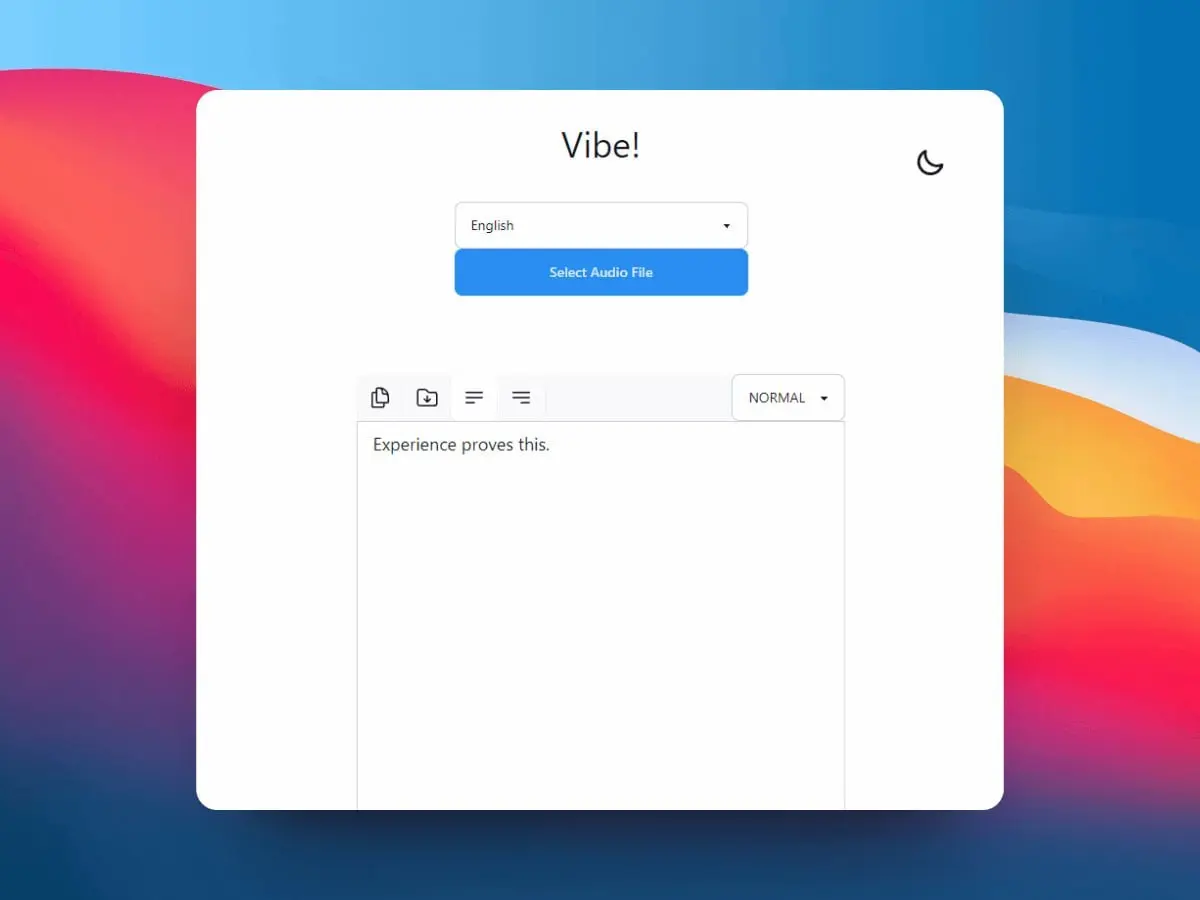 vibe
Это кроссплатформенное приложение для офлайн транскрипции аудио и видео файлов с использованием модели OpenAI Whisper | Сетка — социальная сеть от hh.ru