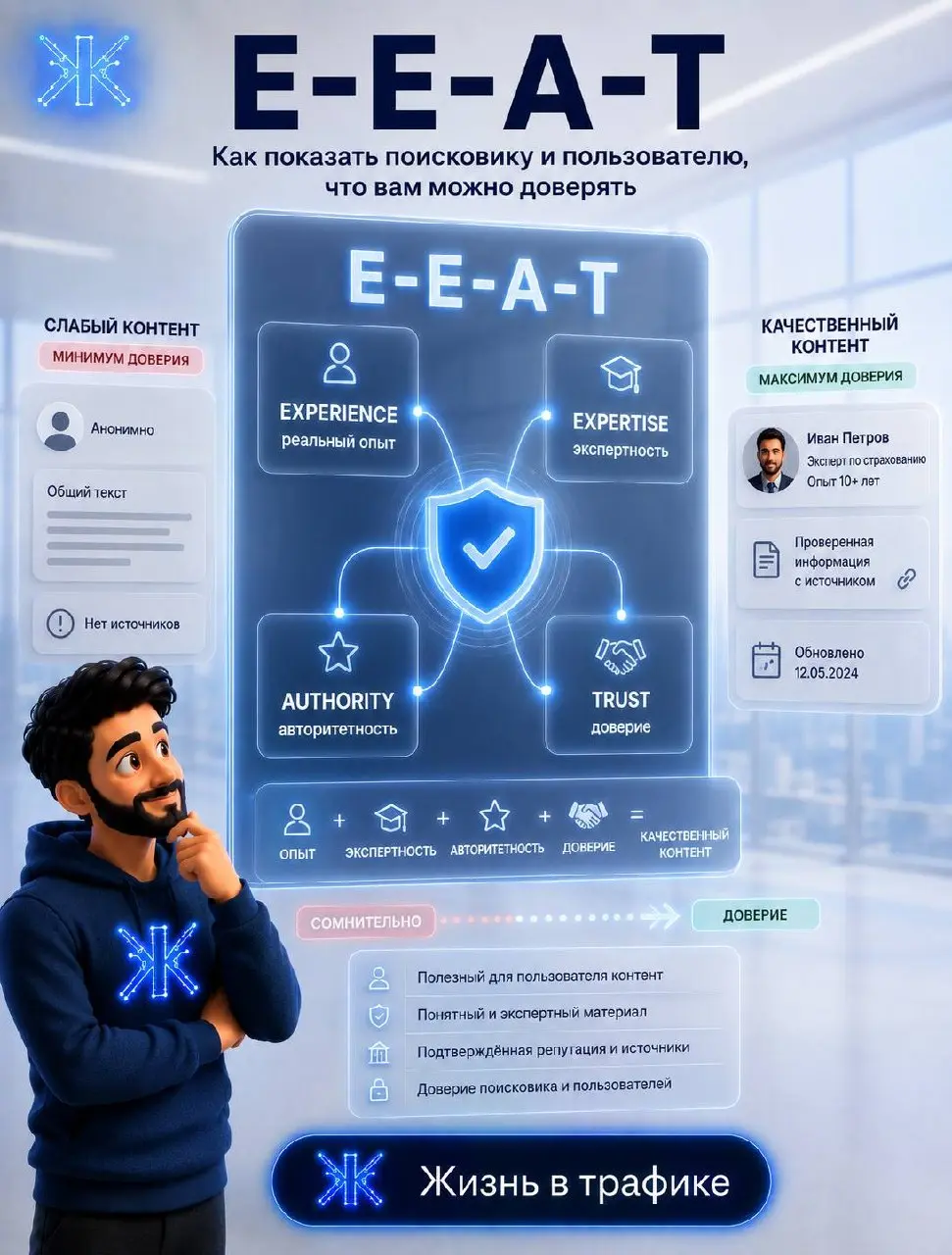 🔎E-E-A-T: почему Google должен доверять вашему сайту | Сетка — социальная сеть от hh.ru