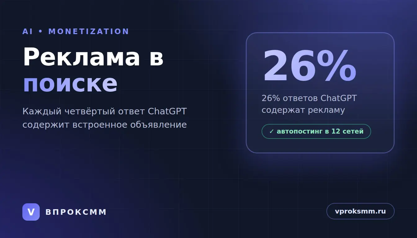 Реклама в ответах ChatGPT — 26%, у Google AI Mode — 30% | Сетка — социальная сеть от hh.ru
