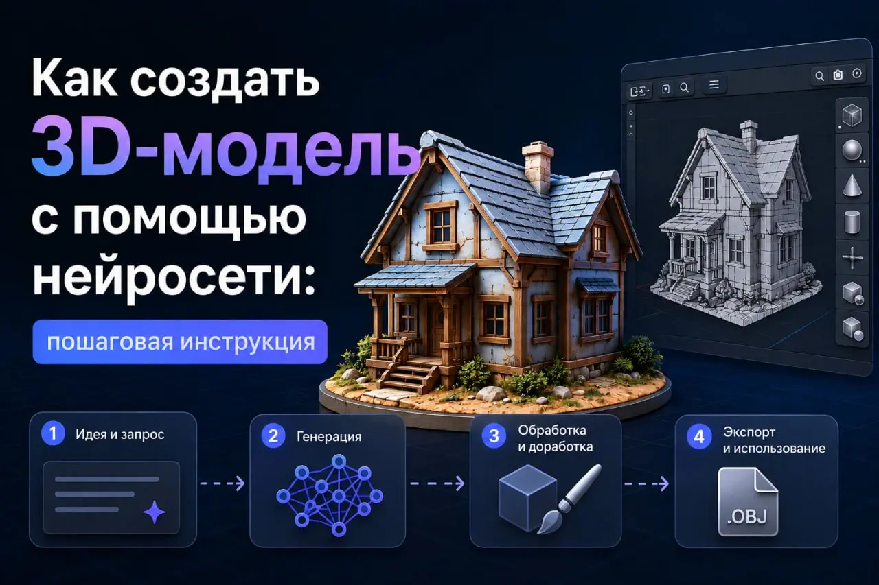 🐾 Как превратить фото или рисунок в 3D-модель за 5 минут
Раньше на это уходили часы в Blender. Теперь нейросеть строит 3D-объект сама — по тексту или картинке | Сетка — социальная сеть от hh.ru