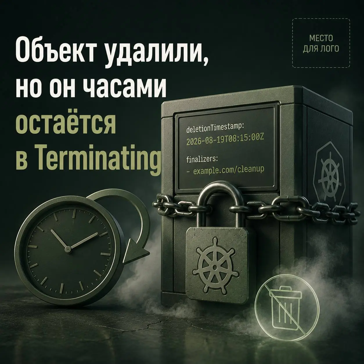 🛠️ Объект удалили, но он часами остаётся в Terminating
В YAML:
metadata:
deletionTimestamp: "2026-08-19T08:15:00Z"
finalizers:

example.com/cleanup

Первая мысль:
«Удалим finalizer вручную» | Сетка — социальная сеть от hh.ru