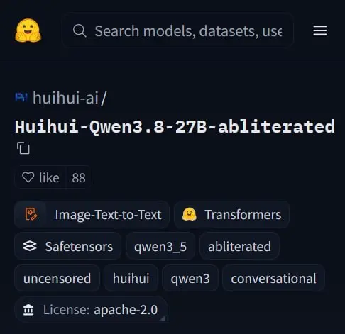 🧨 КИТАЙСКОМУ ХУЙХУЮ МОЖНО ВСЁ
Huihui AI выкатили Huihui-Qwen3.8-27B-abliterated — версию топовой китайской модели, с которой срезали все этические ограничители и moral-фильтры 🎭 | Сетка — социальная сеть от hh.ru