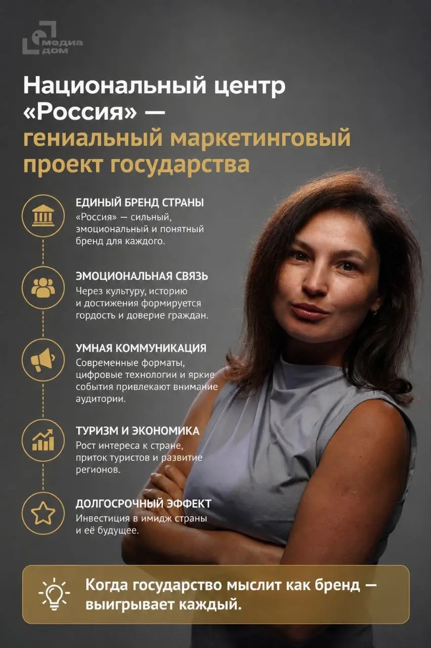 🇷🇺 Национальный центр «Россия» строит патриотизм через бесплатные фотосессии и бизнес-конференции.
🎯 Задача государства: сделать патриотизм живым, технологичным и доступным каждому | Сетка — социальная сеть от hh.ru