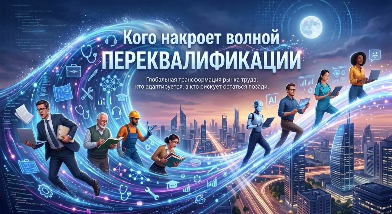 КОГО НАКРОЕТ ВОЛНОЙ ПЕРЕКВАЛИФИКАЦИИ
Страх, что искусственный интеллект отберет работу, стал общим местом. Но российские данные и стратегии крупнейших компаний рисуют иную картину | Сетка — социальная сеть от hh.ru
