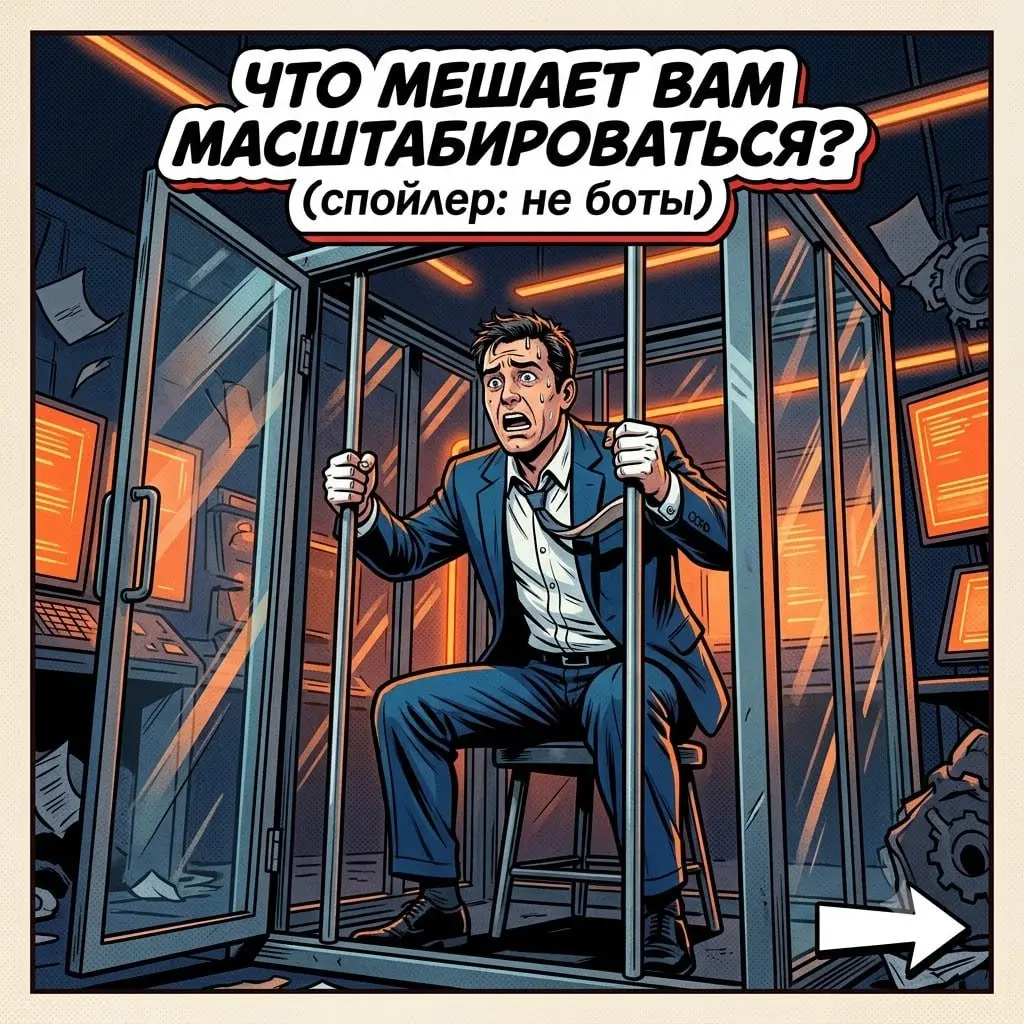 Что мешает вам масштабироваться (спойлер: не боты) 🧠
Автоматизация - это следствие.
Причина - в голове.
Разбираю типичные убеждения, которые тормозят рост.
И показываю, как с ними работать | Сетка — социальная сеть от hh.ru