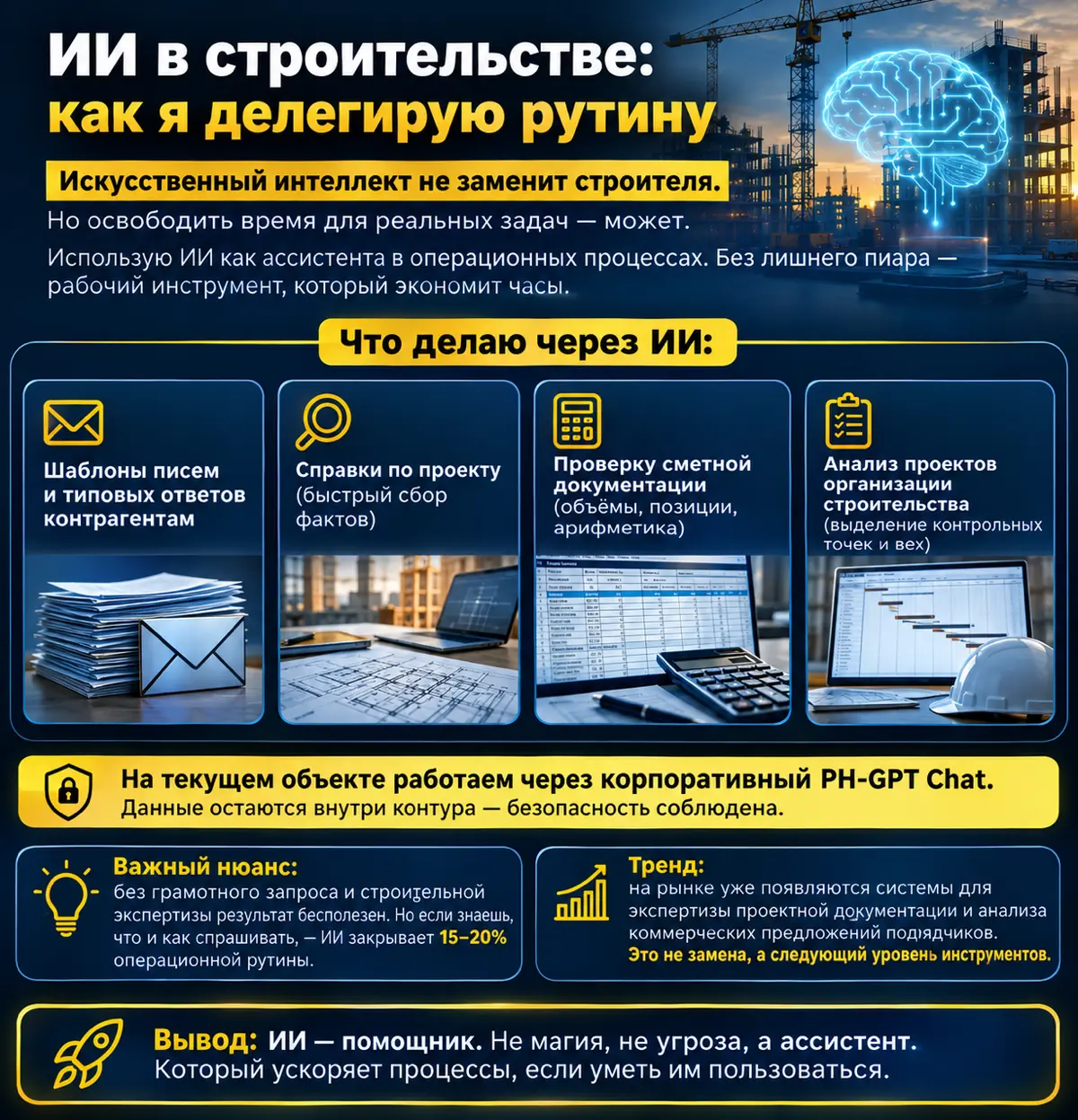 ИИ в строительстве: как я делегирую рутину | Сетка — социальная сеть от hh.ru