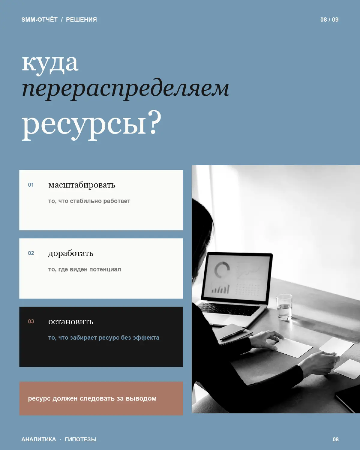 Ежемесячный SMM-отчет — это не список цифр, который клиент открывает один раз и больше никогда к нему не возвращается.
Охваты выросли.
Подписчиков стало больше.
Вовлечённость немного снизилась | Сетка — социальная сеть от hh.ru