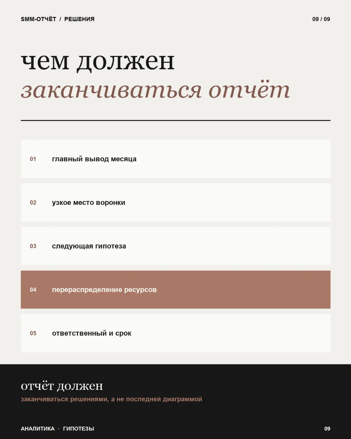 Ежемесячный SMM-отчет — это не список цифр, который клиент открывает один раз и больше никогда к нему не возвращается.
Охваты выросли.
Подписчиков стало больше.
Вовлечённость немного снизилась | Сетка — социальная сеть от hh.ru