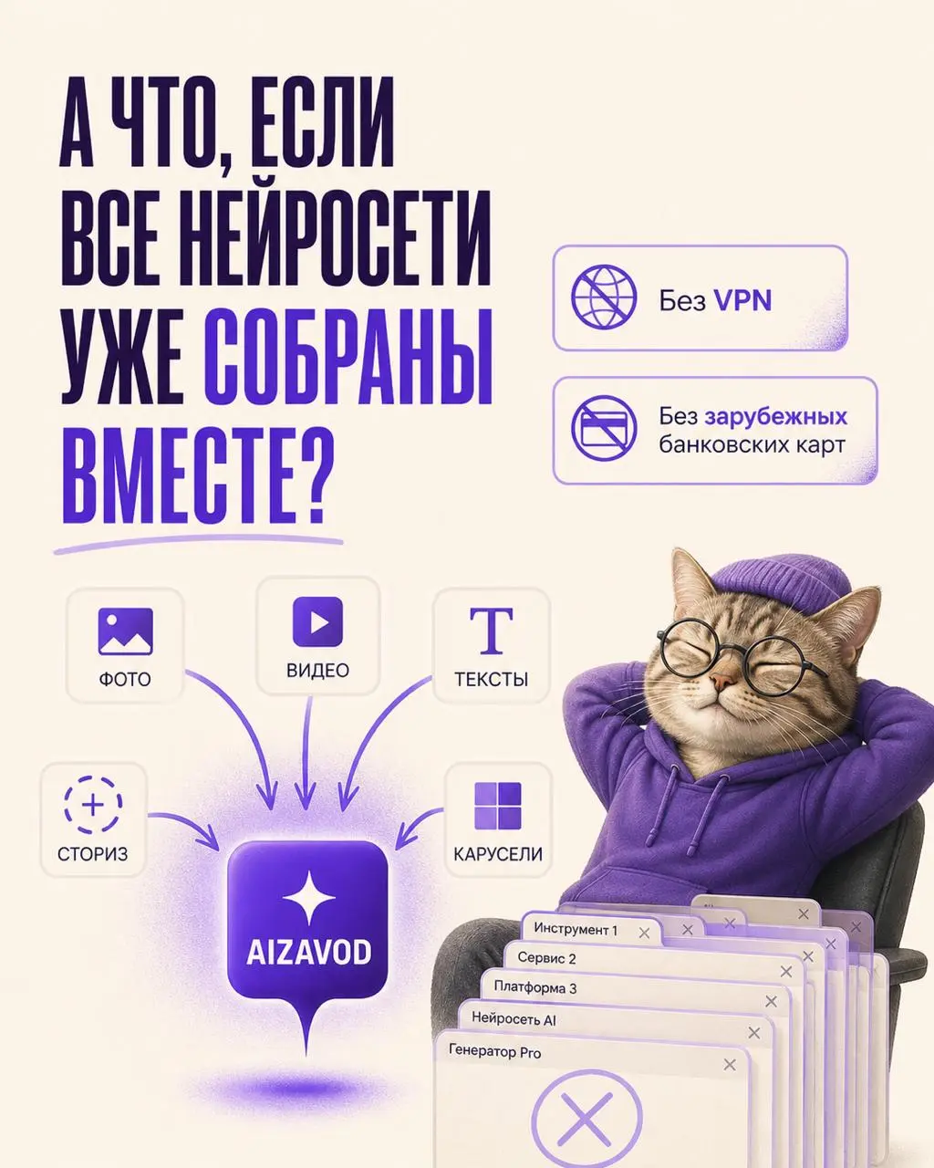 Карусели и сторис — в один клик на aizavod.io
Тестируем новый функционал на нашем с вами ИИ Заводе | Сетка — социальная сеть от hh.ru