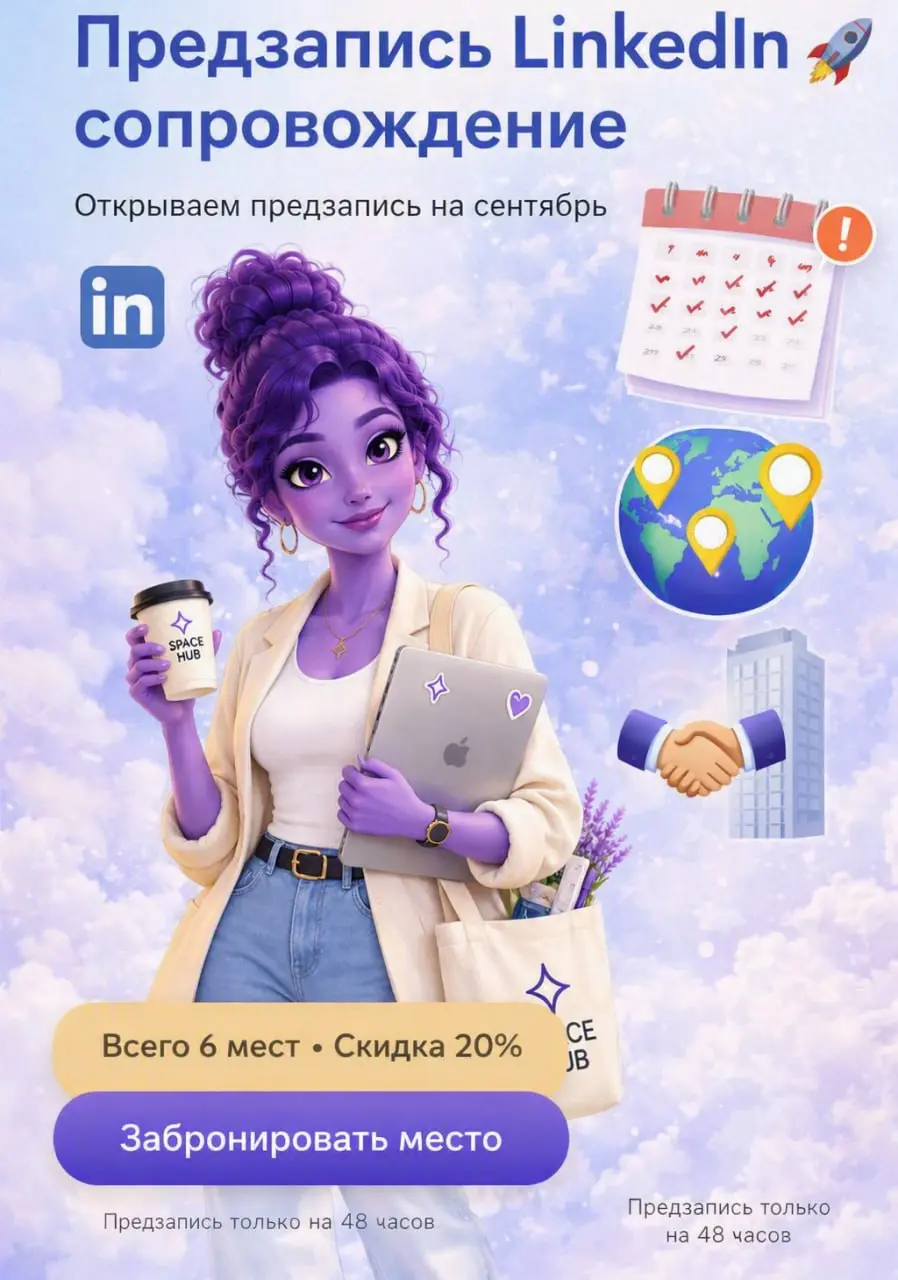 Открываемпредзаписьнаэкспертноесопровождениев LinkedIn насентябрь🚀
Если ваша цель - выход на международный рынок, привлечение зарубежных клиентов или получение офферов в глобальных компаниях- системна... | Сетка — социальная сеть от hh.ru
