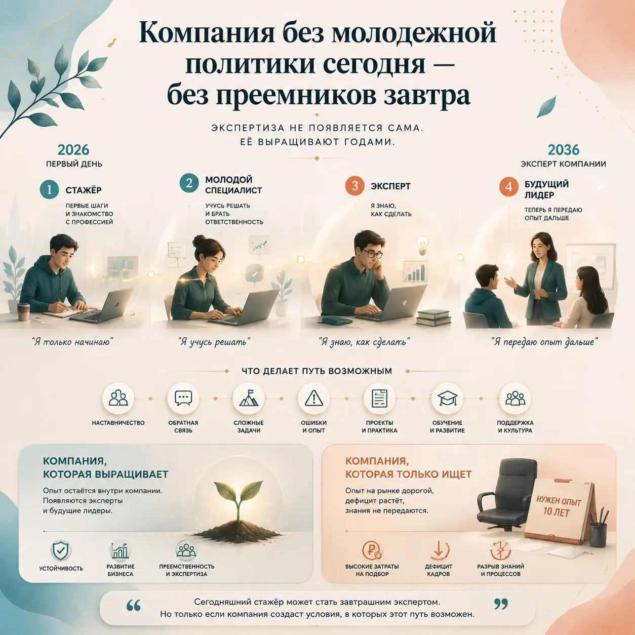 Компания без молодежной политики сегодня — это компания без преемников завтра
Когда говорят о молодежной политике в компаниях, чаще всего вспоминают про стажировки, карьерные ярмарки, молодежные совет... | Сетка — социальная сеть от hh.ru