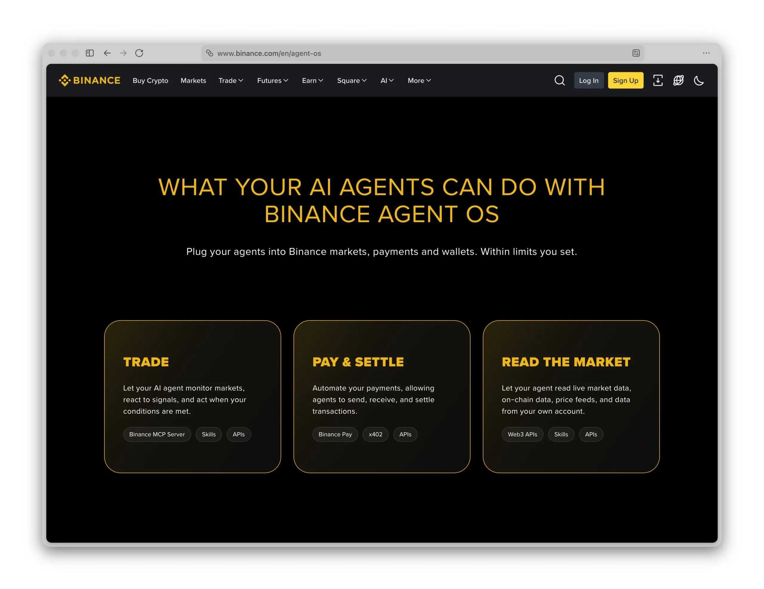 🎰 СЛИВ ДЕПОЗИТА ДЕЛЕГИРУЕМ НА ИИ
Binance выкатили Agent OS — платформу, которая позволяет ИИ-агентам из ChatGPT, Claude Code и Cursor торговать криптой на полном автомате 🤖💸 | Сетка — социальная сеть от hh.ru