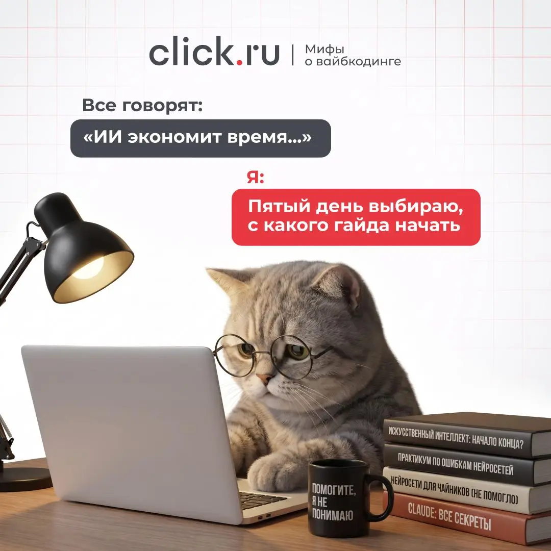 😌 3 главных мифа о вайбкодинге
Миф №2: «Это очень сложно»
Самая распространенная ошибка — пытаться сначала изучить все | Сетка — социальная сеть от hh.ru