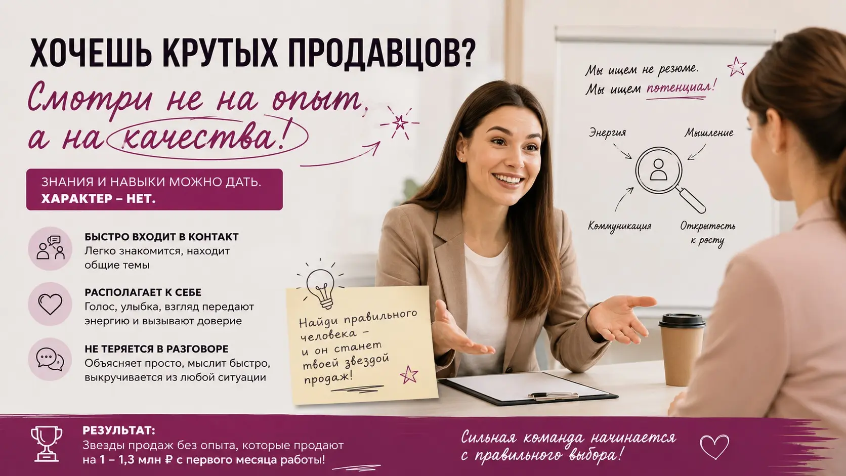 Как найти сотрудника с большим потенциалом в продажах | Сетка — социальная сеть от hh.ru