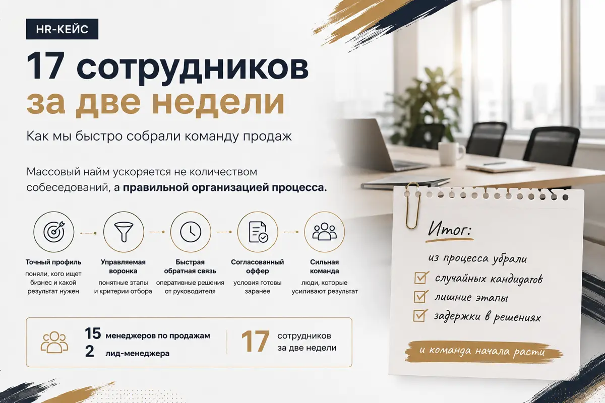 17 человек за две недели в департамент продаж | Сетка — социальная сеть от hh.ru