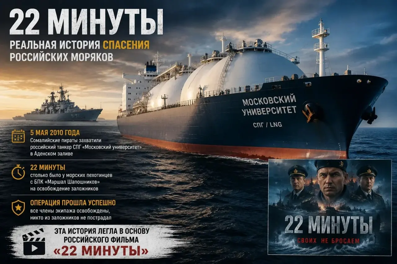 Фильм по нефтегазу.
5 мая 2010 года в Аденском заливе сомалийские пираты захватили российский танкер «Московский университет». На борту — 23 человека | Сетка — социальная сеть от hh.ru