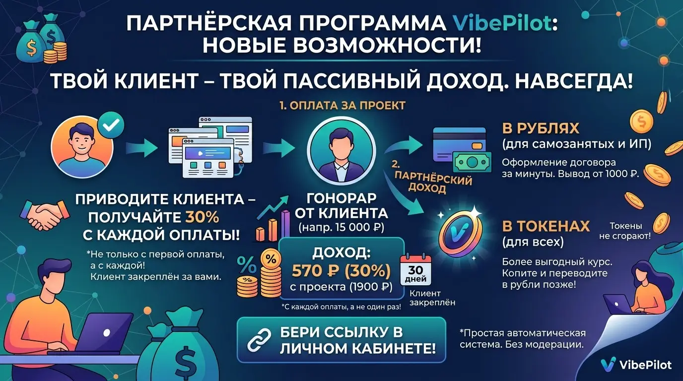 Мы открыли партнёрскую программу VibePilot. | Сетка — социальная сеть от hh.ru