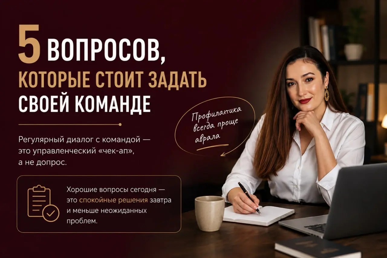 5 вопросов, которые стоит задать своей команде
Когда общаюсь с предпринимателями, часто слышу “У нас это как-то неожиданно произошло”:
➖Внезапно просели продажи.
➖Неожиданно начал срываться процесс | Сетка — социальная сеть от hh.ru
