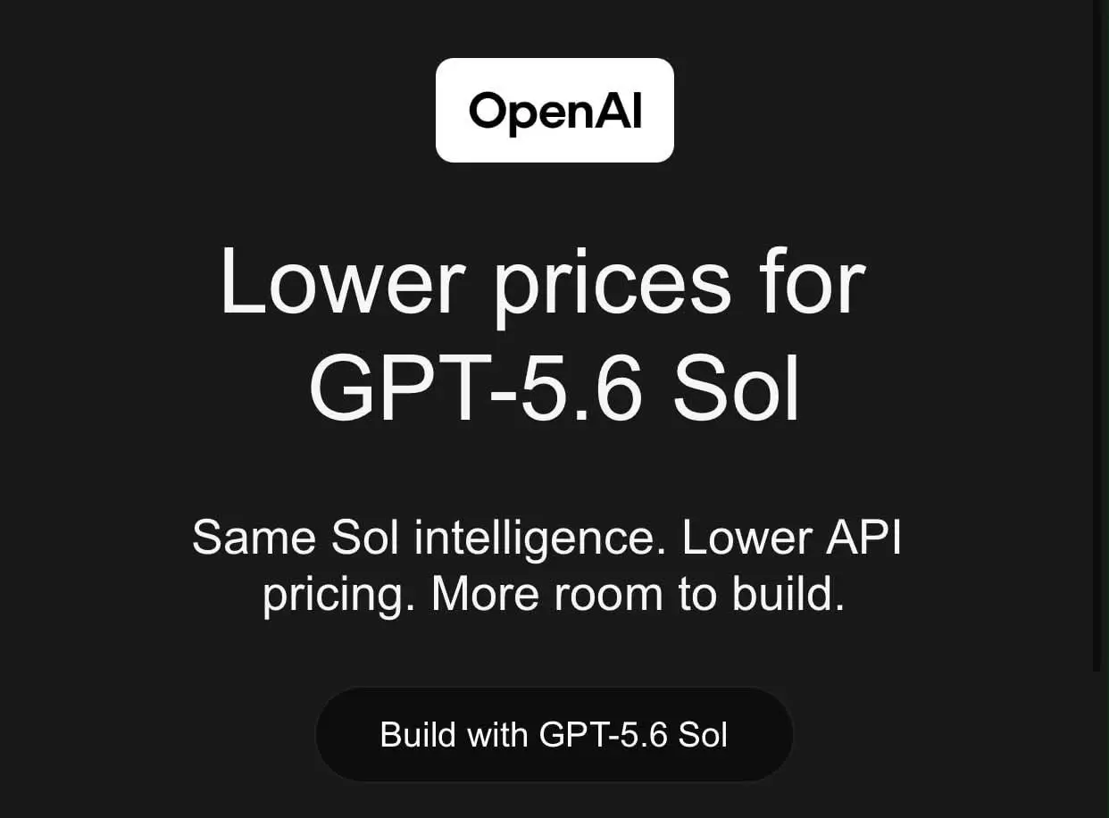 OpenAI снова снижает цены на API. GPT-5.6 Sol теперь: $4/1M input tokens $20/1M output tokens
Минус 20% на input и 33% на output
А я сейчас работаю через Китайцев по цене ... ~0.012$ за 1 млн. токенов | Сетка — социальная сеть от hh.ru