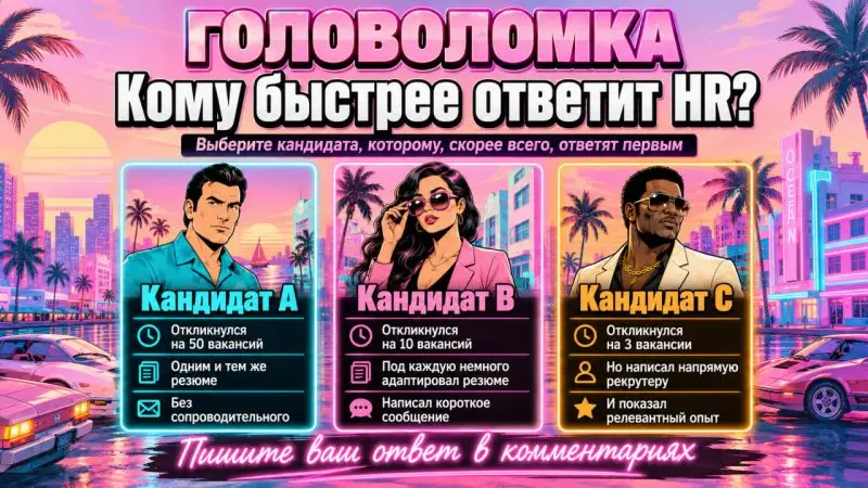Кому быстрее ответит HR? Пишите ваше мнение в комментах | Сетка — социальная сеть от hh.ru