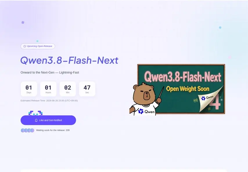 Qwen3.8-Flash-Next дата выхода 2026-08-26 23:00 (UTC+08:00) | Сетка — социальная сеть от hh.ru