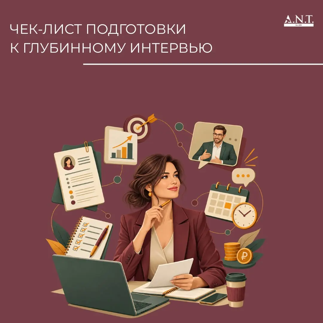 Чек-лист подготовки к глубинному интервью
Первый звонок с рекрутером позади, и вас пригласили на глубинное интервью | Сетка — социальная сеть от hh.ru