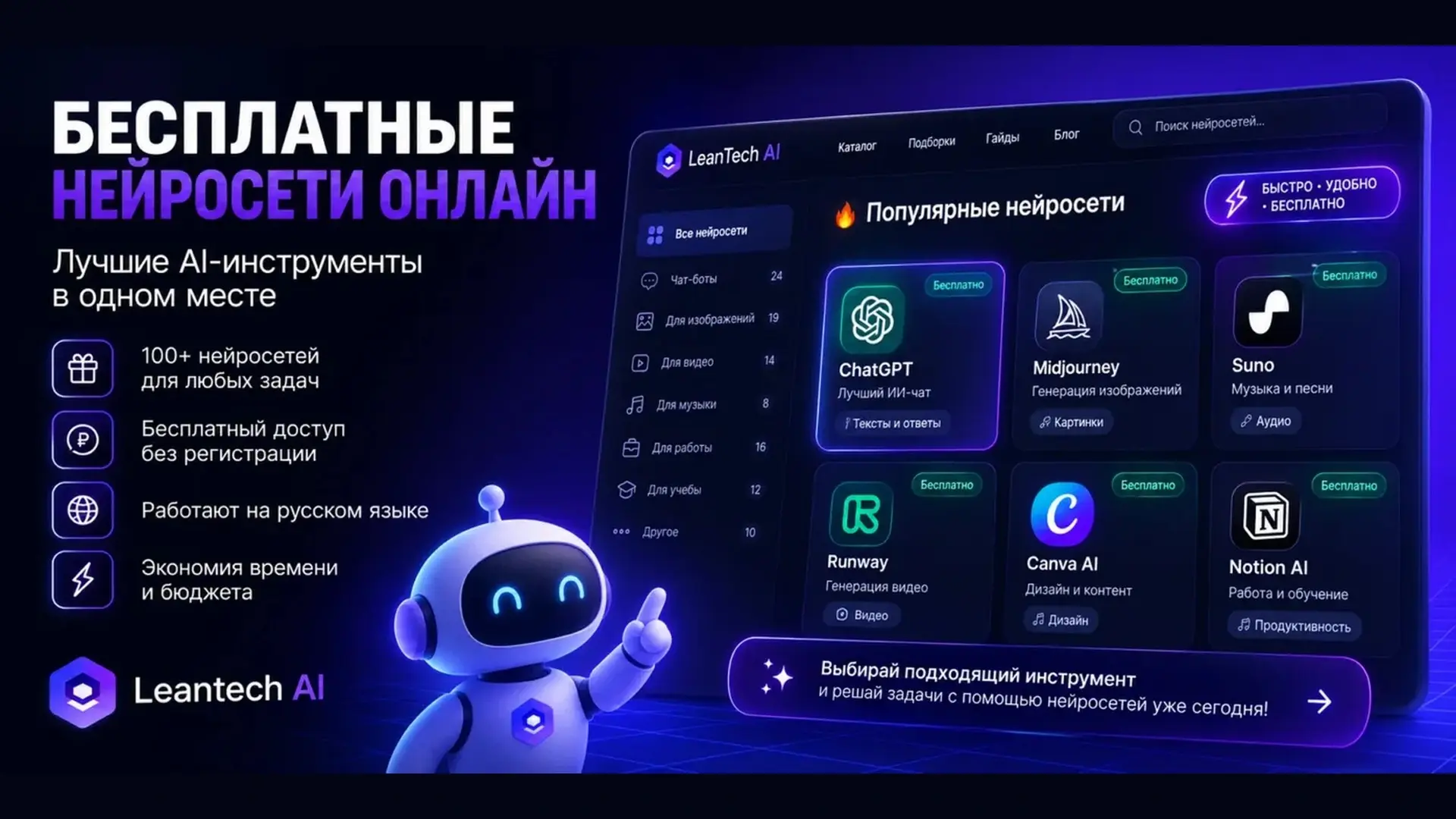 Бесплатные нейросети в 2026: без VPN и регистрации | Сетка — социальная сеть от hh.ru