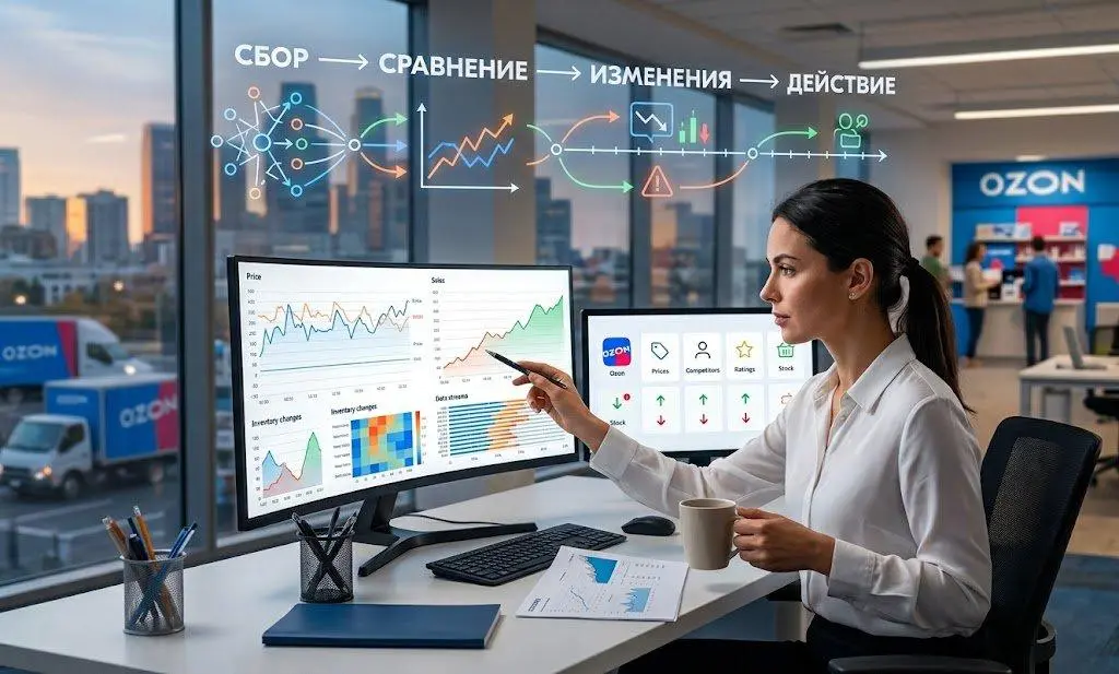 Зачем нужен регулярный мониторинг конкурентов на Ozon
• Конкурент снизил цену
• У товара появился новый продавец
• Изменилась доступность позиции | Сетка — социальная сеть от hh.ru