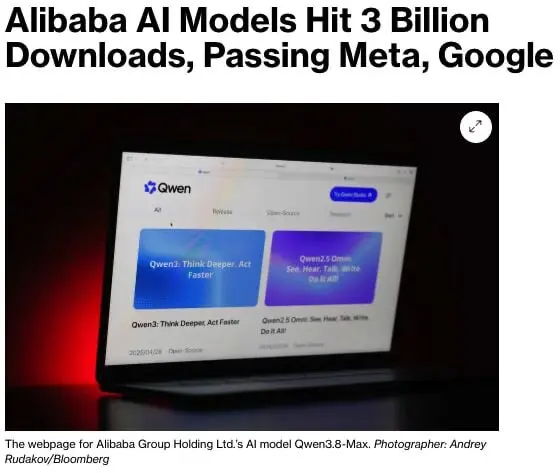 ЛЛМы стартапа Alibaba за полгода скачали более 3 млрд раз. Об этом нам рассказал Hugging Face в своей новой аналитической работе по рынку ИИ в целом и его определённым моментам в частности | Сетка — социальная сеть от hh.ru