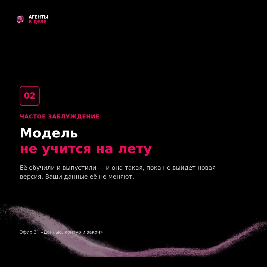 Упаковали в 5 карточек про главное с эфира 3:
Обычно всплывает сразу после «а давайте попробуем ИИ»с точки зрения безопасности: куда уходят данные, какие именно и что на это нам говорит закон 📕
Главны... | Сетка — социальная сеть от hh.ru