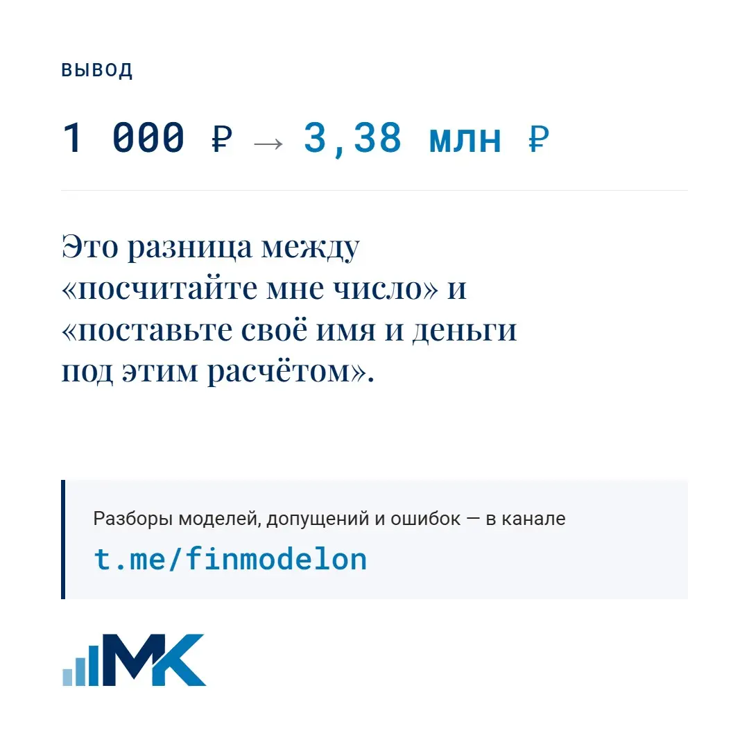 1 000 ₽ или 3,38 млн ₽ — за что платят в финмоделировании? | Сетка — социальная сеть от hh.ru