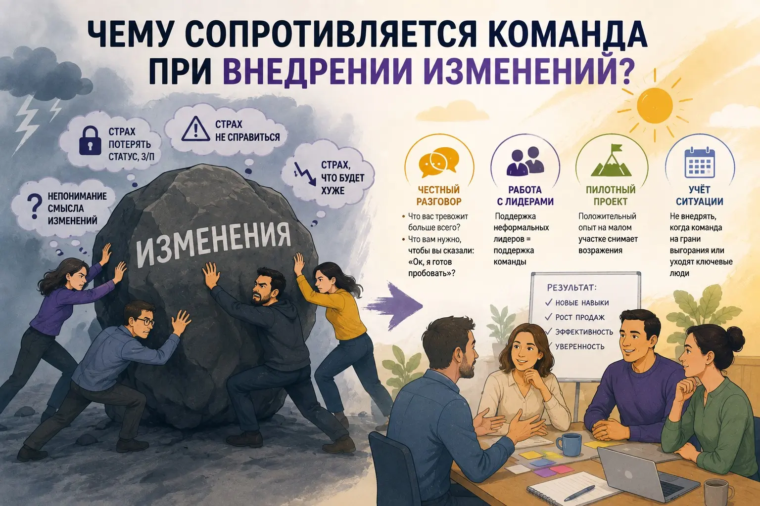 Чему сопротивляется команда при внедрении изменений? | Сетка — социальная сеть от hh.ru