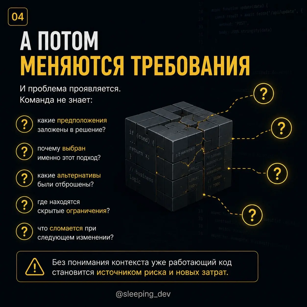 Долг понимания: новый вид технического долга
Код компилируется.
Тесты проходят.
PR смержен.
Фича работает.
Формально всё хорошо | Сетка — социальная сеть от hh.ru