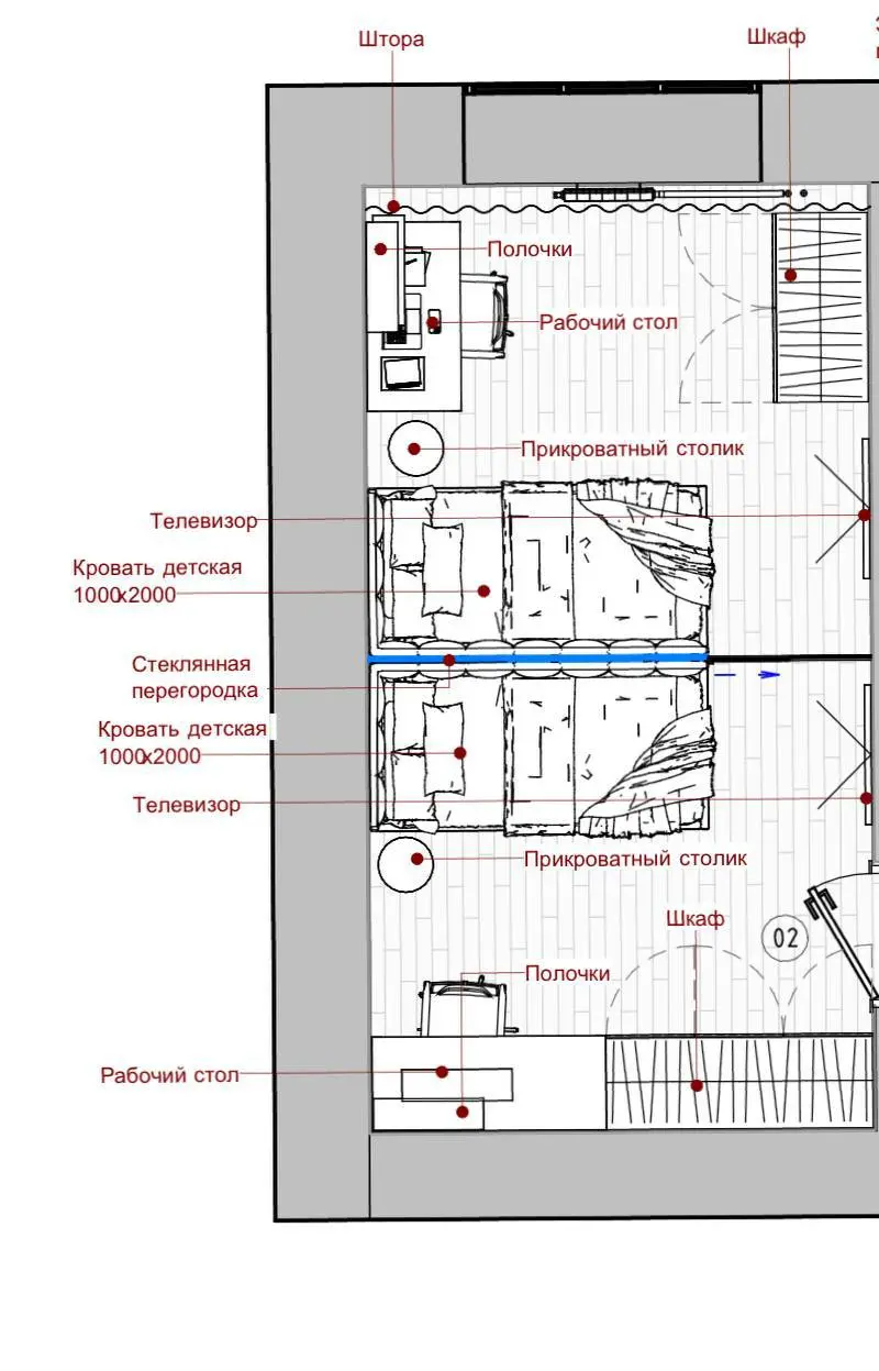 📐 Как разместить двоих разнополых детей в одной комнате, чтобы у каждого был свой «личный островок»?🐻
Именно с таким запросом пришли к нам заказчики | Сетка — социальная сеть от hh.ru