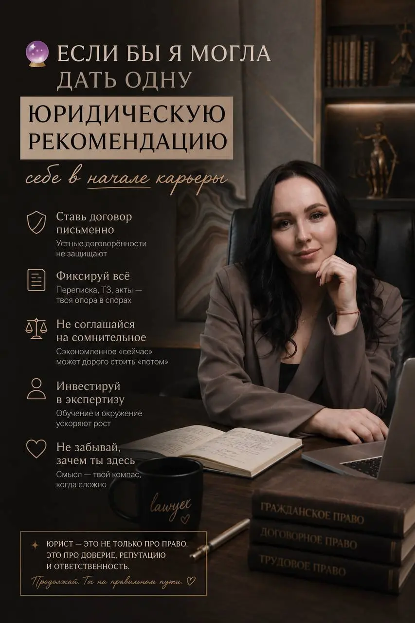 🔮Если бы я могла дать одну юридическую рекомендацию себе в начале карьеры
Я бы сказала себе: «Не спеши давать ответ. Сначала разберись» | Сетка — социальная сеть от hh.ru