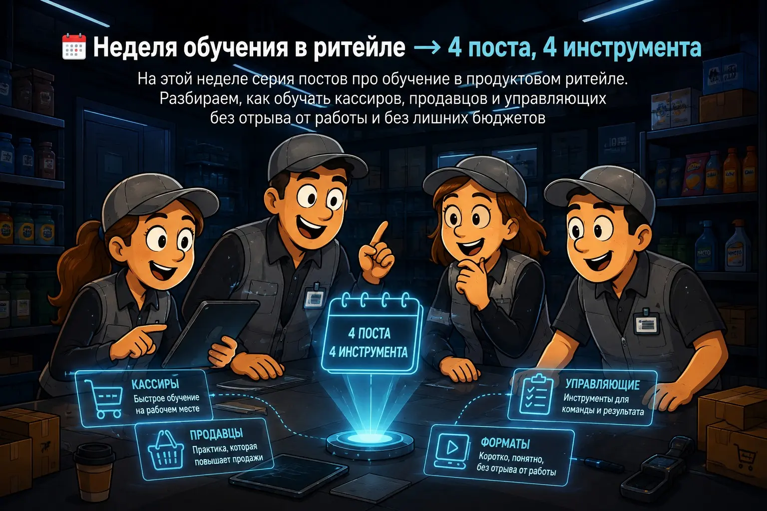 🗓️Неделя обучения в ритейле ⟶ 4 поста, 4 инструмента | Сетка — социальная сеть от hh.ru
