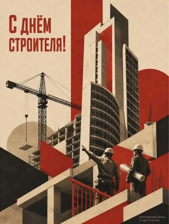 В год 70‑летия Дня строителя продолжаем рубрику и представляем новую подборку плакатов студентов МАРХИ
♦️ Каждый плакат — визуальный манифест о строительстве, где графический образ, ритмическая органи... | Сетка — социальная сеть от hh.ru
