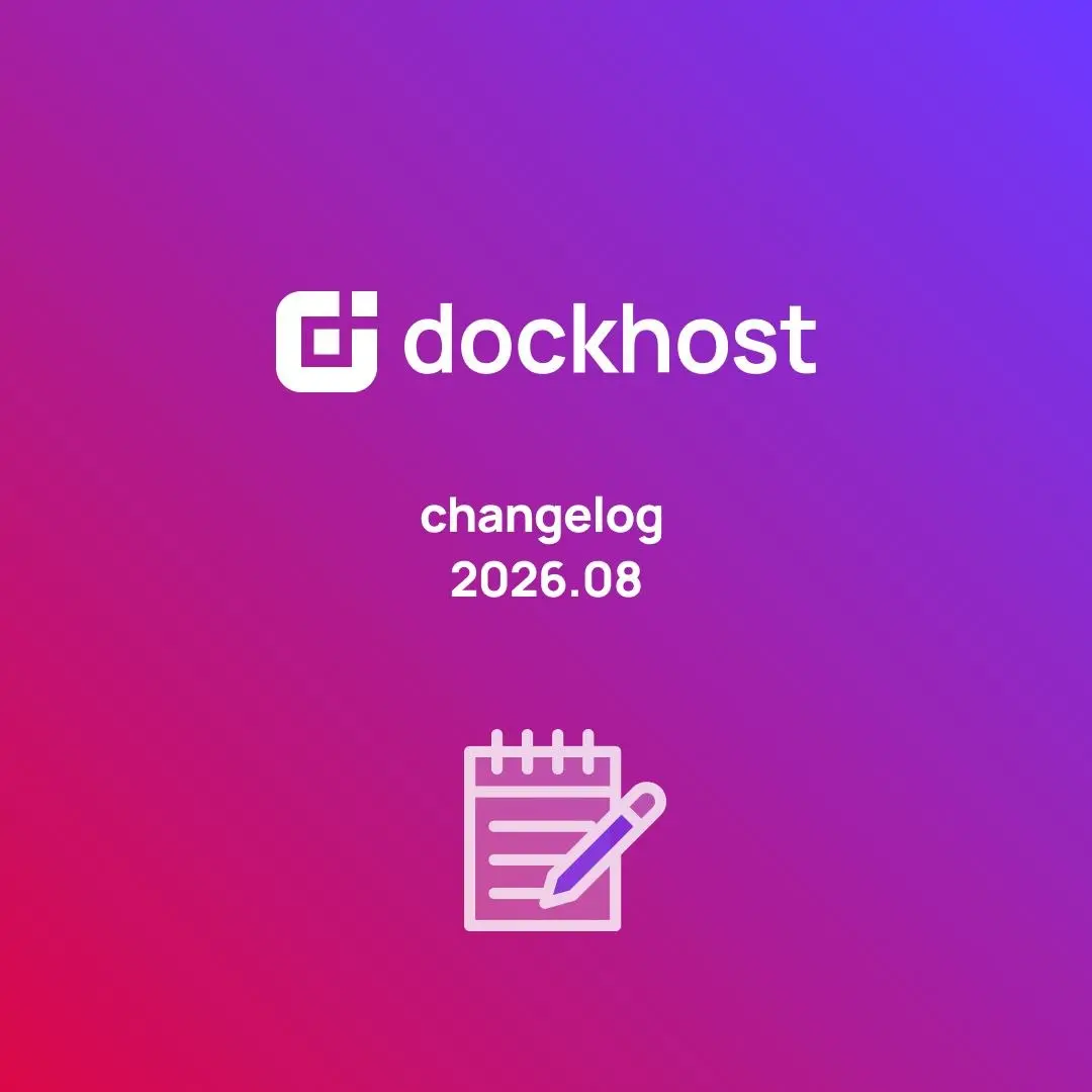 Dockhost Changelog 2026.08
Дайджест обновлений, произошедших на платформе за месяц | Сетка — социальная сеть от hh.ru