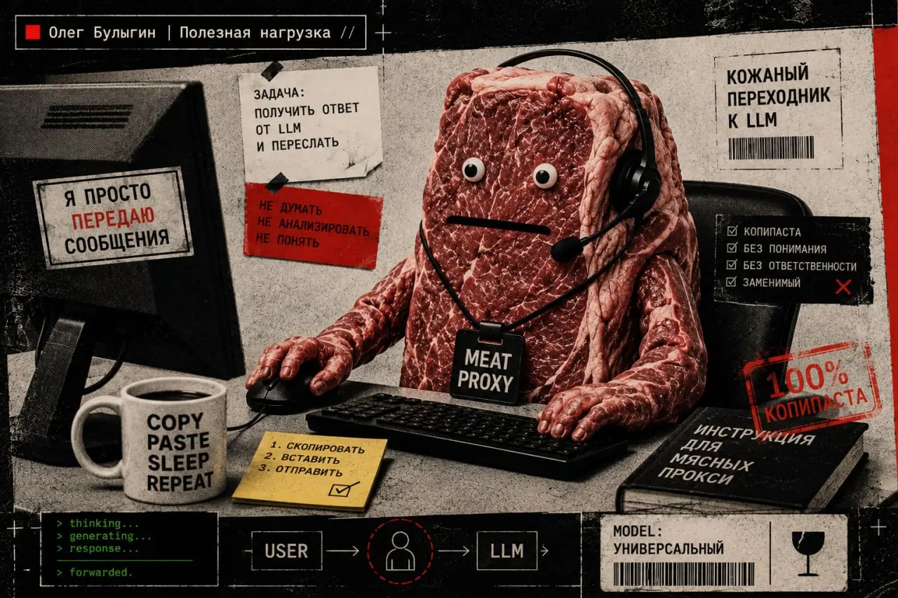 🥩 В западной айтишке появился прекрасный термин: «Meat Proxy» (Мясной прокси)
В Business Insider вышел занятный материал про новый и точный термин | Сетка — социальная сеть от hh.ru
