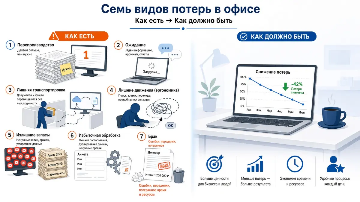 Семь видов потерь в офисе | Сетка — социальная сеть от hh.ru