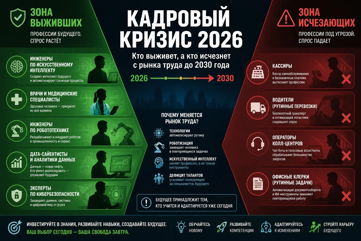 Кадры 2026: кто выживет, а кто исчезнет до 2030 года? | Сетка — социальная сеть от hh.ru
