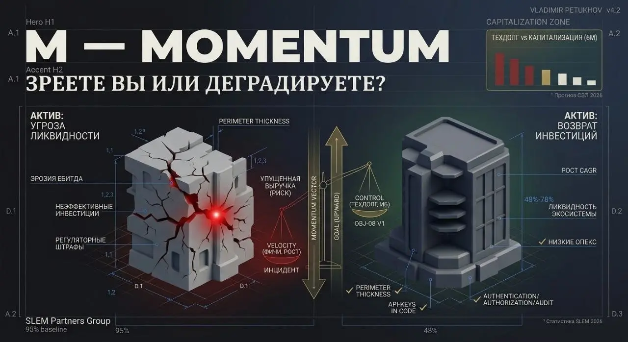 M — MOMENTUM: ЗРЕЕТЕ ВЫ ИЛИ ДЕГРАДИРУЕТЕ?
🔥 Компания растёт. Команда нанимается. Фичи выходят. Но инфраструктура в минусе. Каждый новый человек добавляет хаоса быстрее, чем порядка | Сетка — социальная сеть от hh.ru