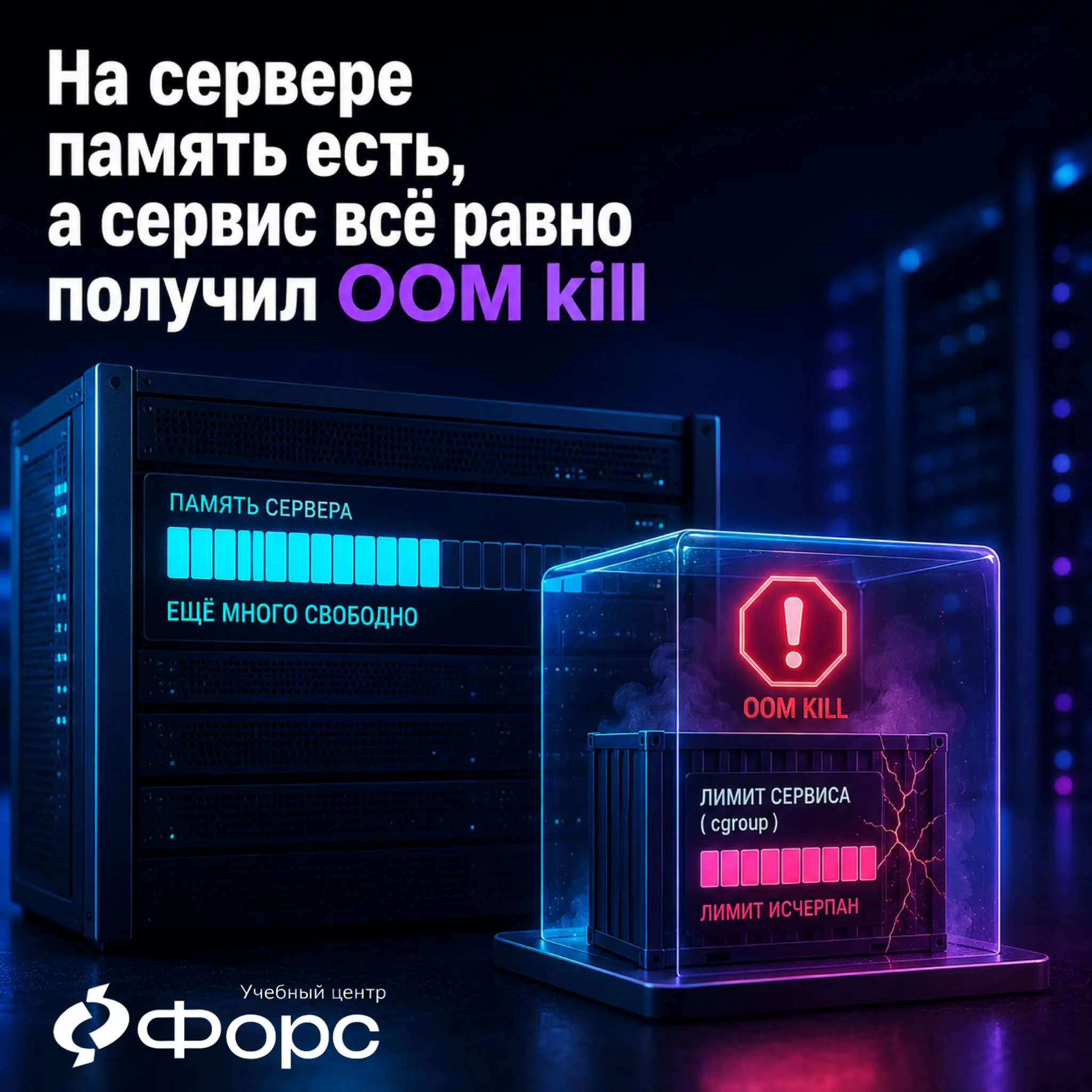 🛠️ На сервере память есть, а сервис всё равно получил OOM kill
Это возможно, если процесс упёрся не в RAM всей машины, а в лимит своего cgroup.
Для cgroup v2 проверьте:
memory.current
memory | Сетка — социальная сеть от hh.ru