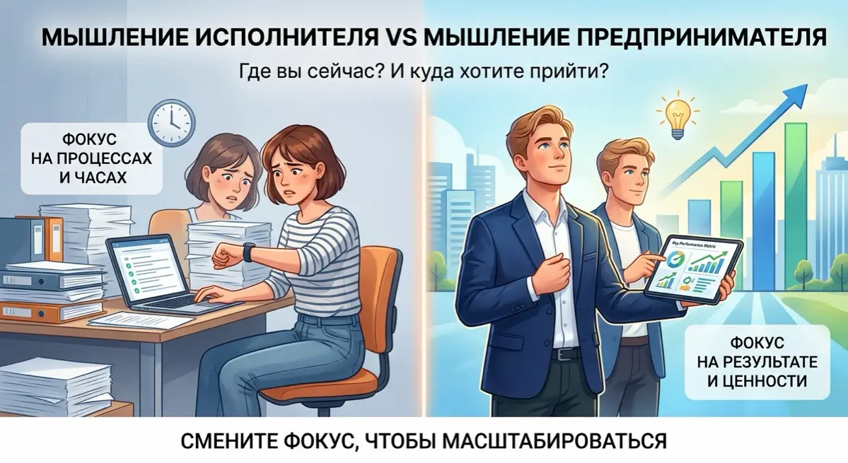 Мышление исполнителя vs. Мышление предпринимателя | Сетка — социальная сеть от hh.ru